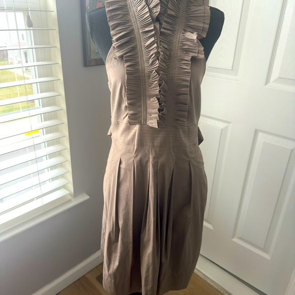 Max Azria Halter w/ Ruffles & Pleated Dress - Picture 4 of 9